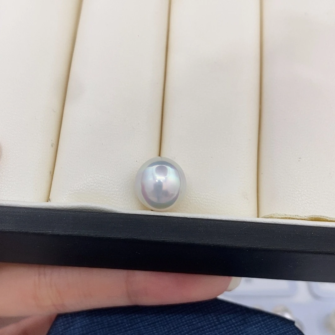 未镶嵌海水珍珠耳饰11-12mm宝石光澳白