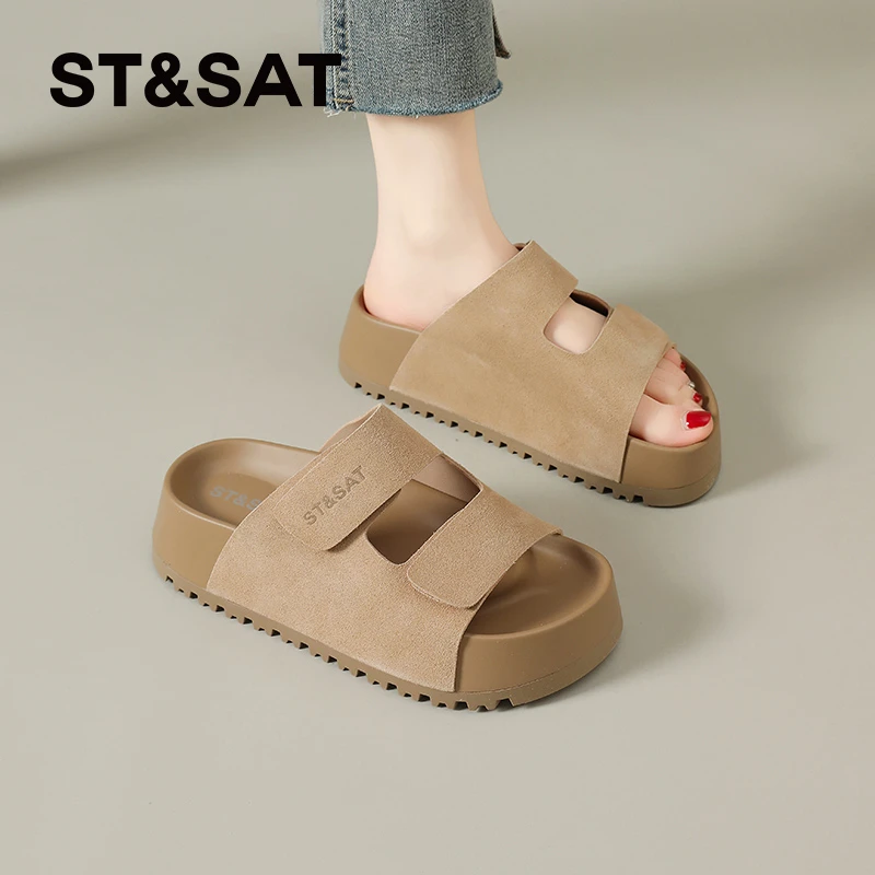 星期六厚底勃肯拖鞋女2025新款夏季外穿休闲沙滩凉拖懒人一字拖鞋