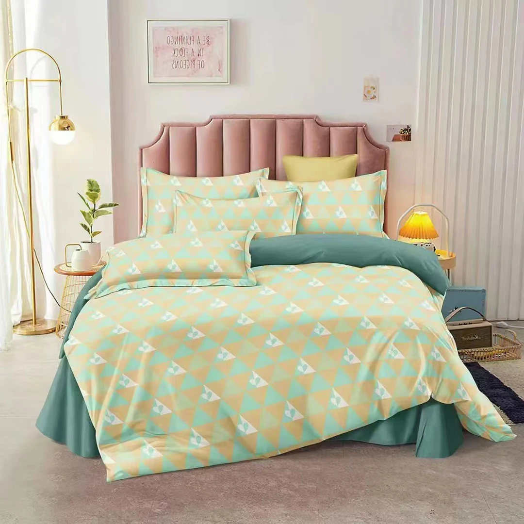 绿色爱心格子床单舒适柔软亲肤透气