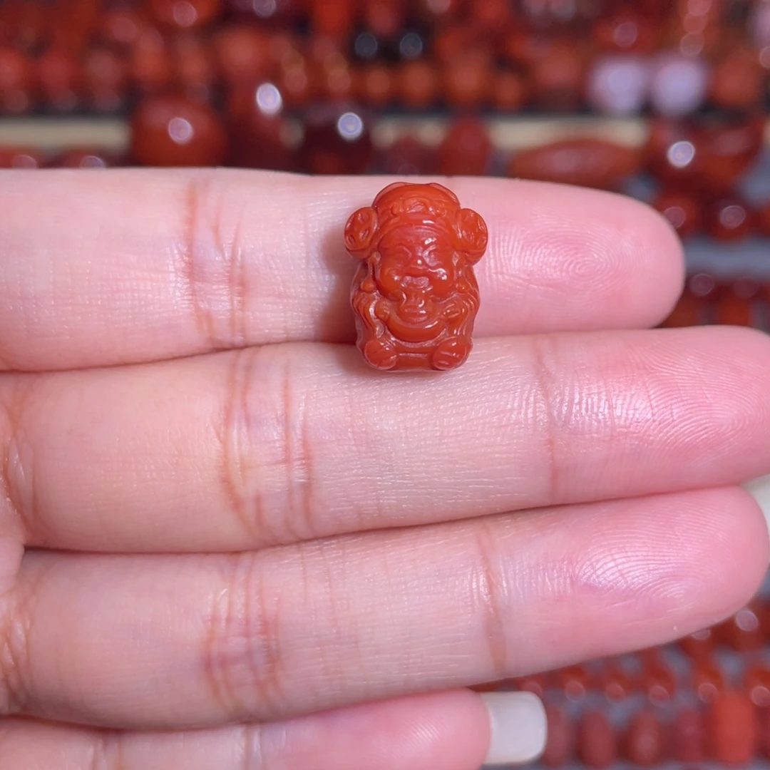 南红玛瑙未镶嵌满色满肉财神爷11mm