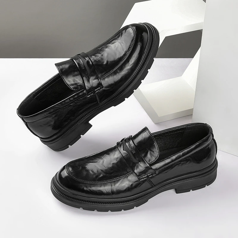 1721一脚蹬男士皮鞋休闲商务真皮牛皮软底百搭耐磨乐福鞋时尚潮流