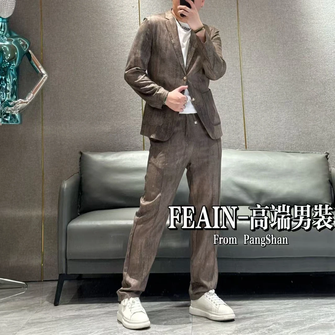 男士手工扎染工艺立体修身裁剪春季轻薄小西装6609