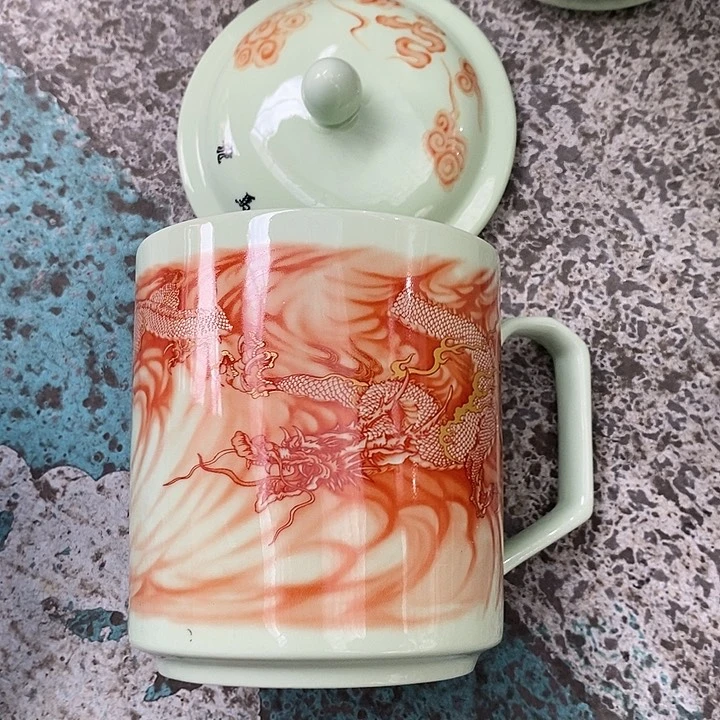 摆件陶绿稀土龙马办公杯