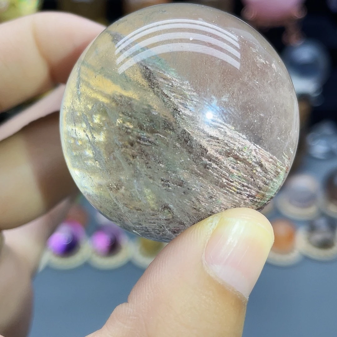 未镶嵌珠宝半成品水晶天然粉幽灵44mm