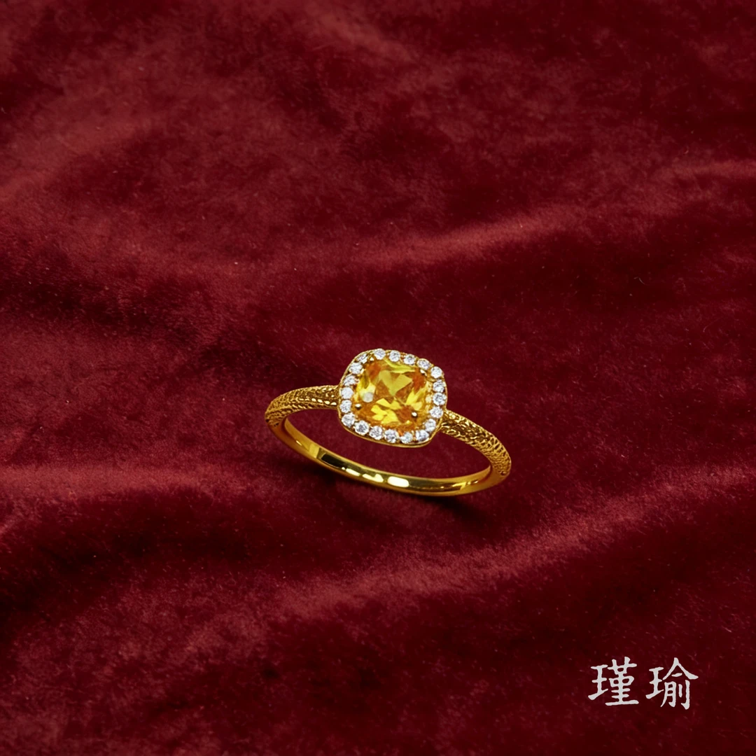 戒指 K0283黄色方糖闭口戒指多样性发货46863