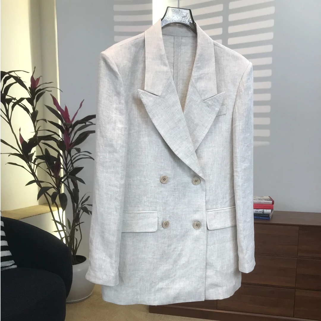 【林涧】2025夏季新款随性有型气质时尚正肩休闲透气轻薄亚麻西装