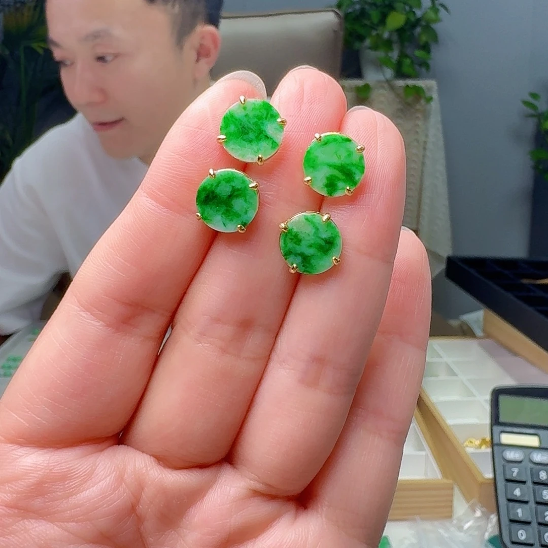 翡翠银S925镶嵌耳饰多样性发货其一