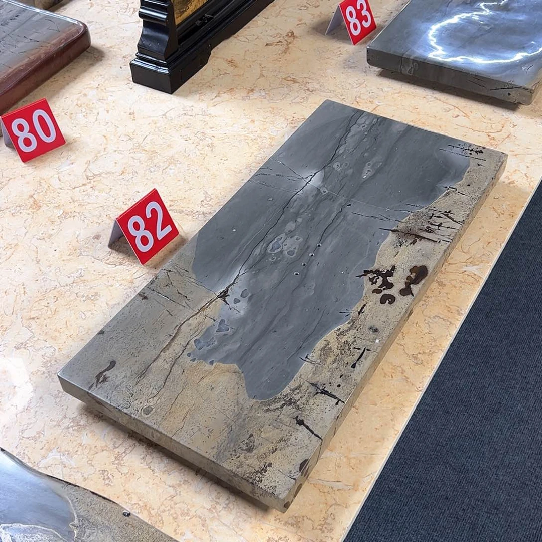 广西石天然国画石茶盘