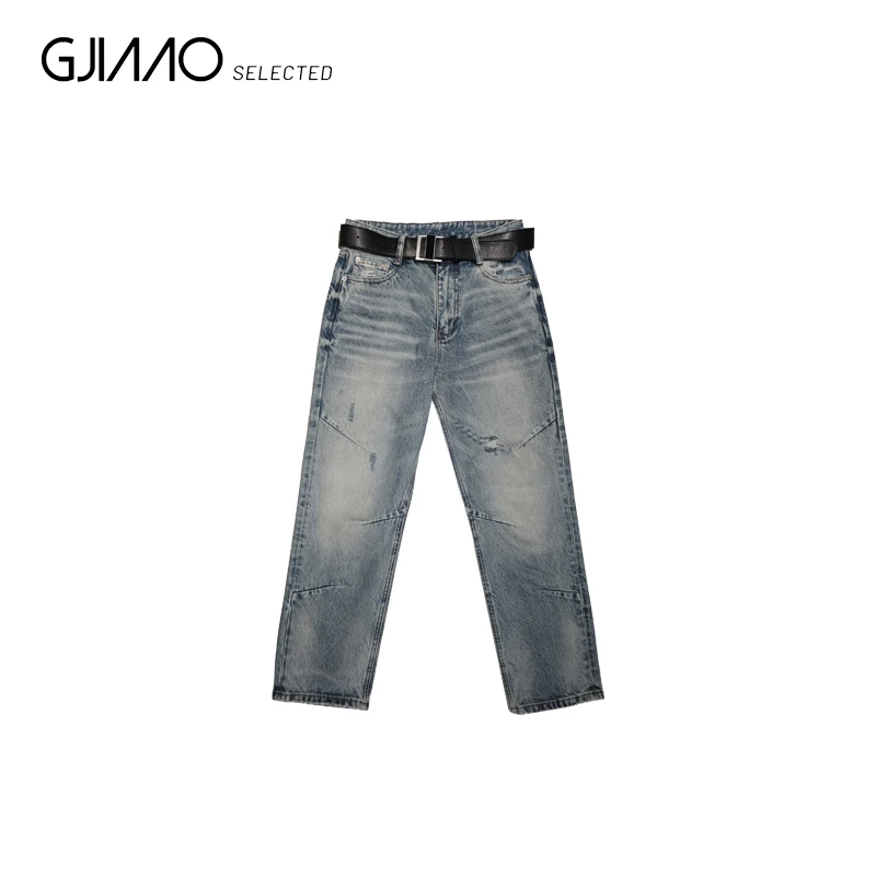 57019 磨破法棍阔腿牛仔裤