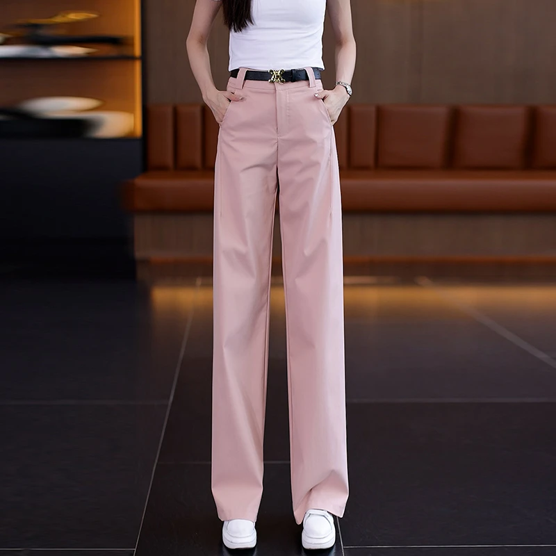 时尚窄版阔腿裤女春夏2025新款高腰显瘦宽松垂感百搭休闲直筒裤子