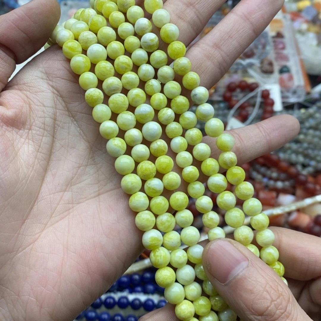 玛瑙/玉髓未镶嵌珠宝半成品一条天然6mm+菜花玉圆珠