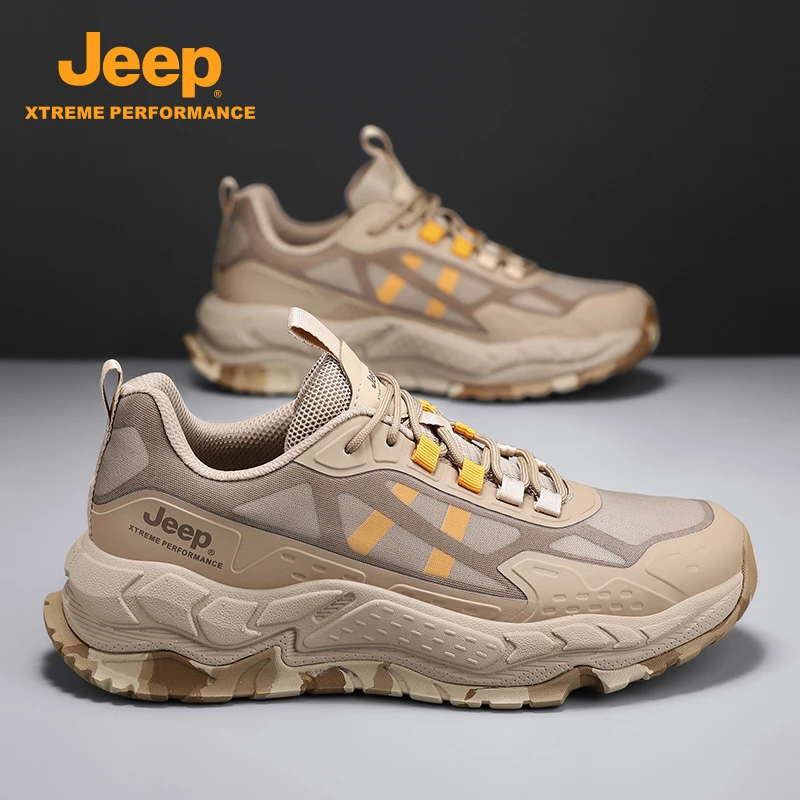 jeep吉普男鞋2025新款秋季透气老爹网面运动鞋子百搭增高夏天潮鞋