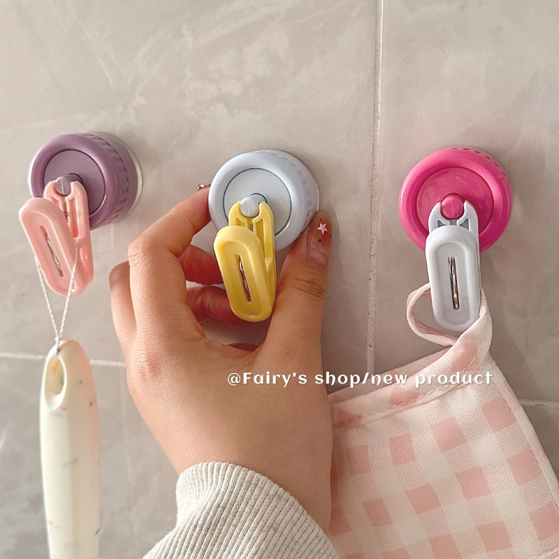 多巴胺吸盘挂钩可旋转收纳夹子厨房浴室卫生间毛巾墙上免打孔粘钩