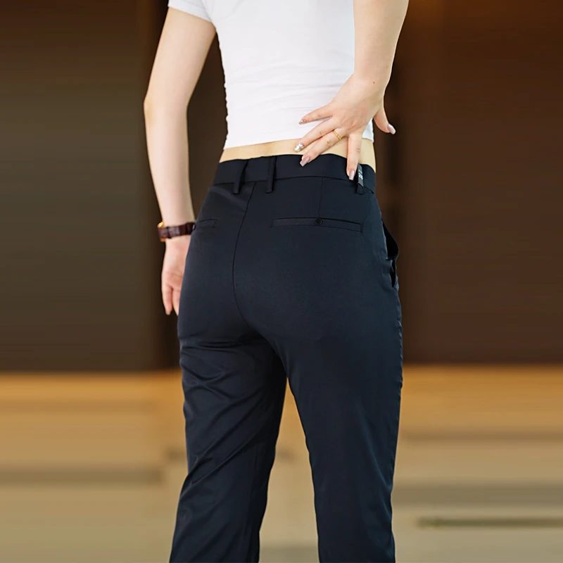 2025夏季新款男士九分休闲裤直筒商务冰丝抗皱西裤宽松百搭弹力