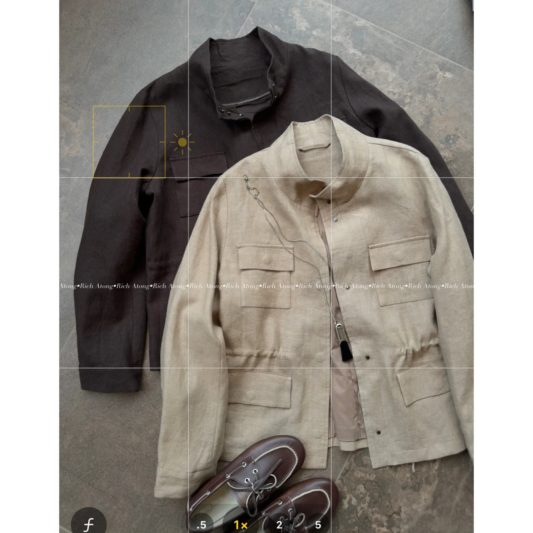 atong/阿彤-【空谷】-2025极简轻奢老钱100%亚麻外套0811-121
