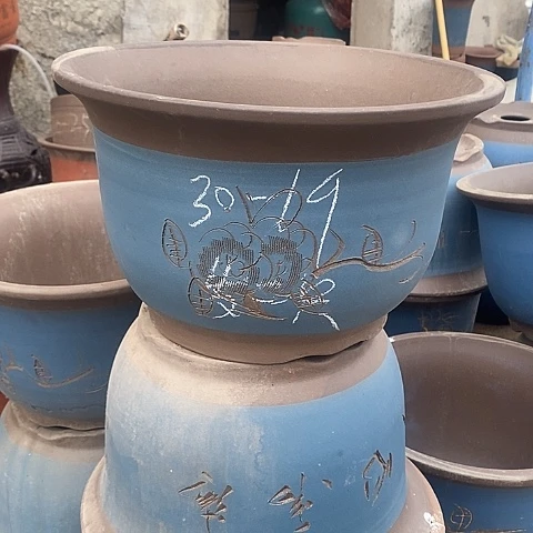 紫砂中国李新紫砂花盆，