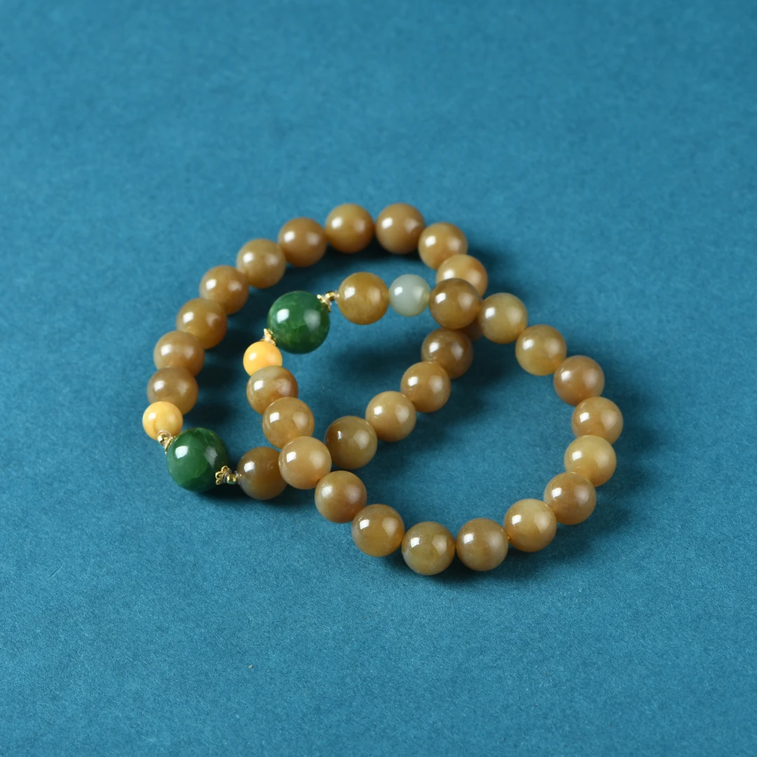 和田玉糖玉1.0手链S925银配饰（多样性发其一）