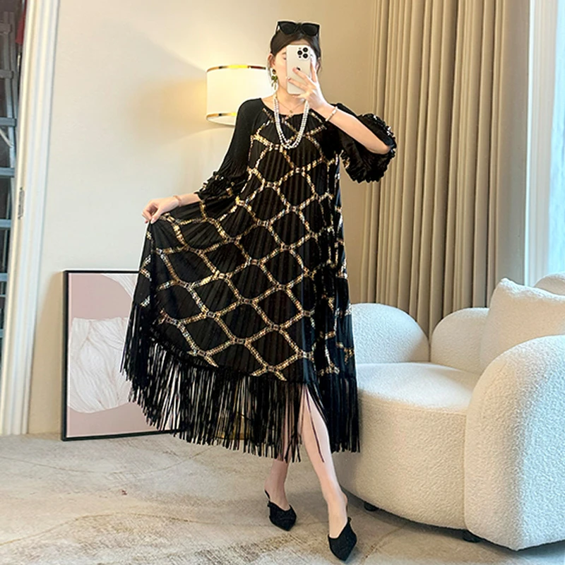 2025时尚优雅气宽松大码显瘦时髦气质妈妈连衣裙