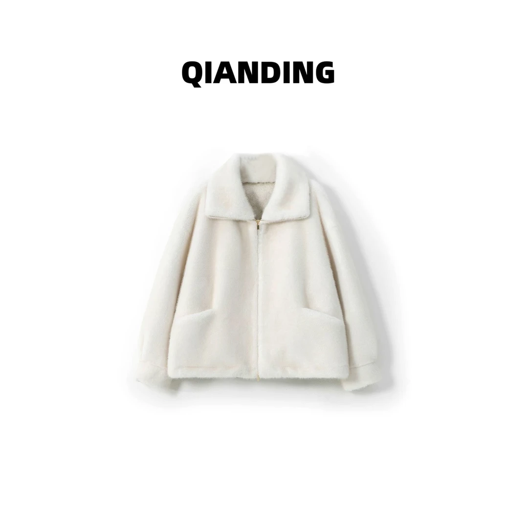 【QIANDING】【芬兰雪季】直立毛针老钱御寒保暖显瘦时尚毛毛外套F435
