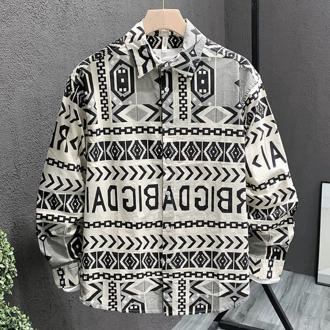 春秋季新款日系长袖衬衫男潮ins高级感痞帅衬衣休闲宽松百搭外套