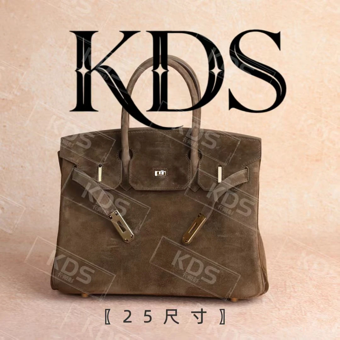 【25CM橄榄绿金扣】早秋新款麂皮百搭时尚手提女包【卡戴杉】30461