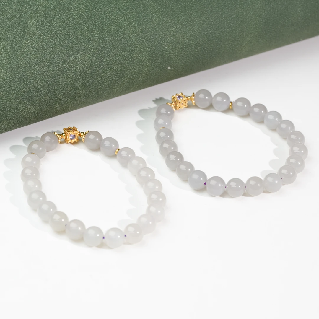 【小北珠宝】和田玉DIY单圈手串约7.5mm+【多样性发一件】3-AH08X845