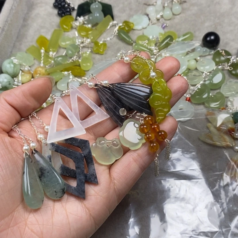 【闪购商品】蛇纹石玉挂件耳饰耳环项链未镶嵌光****๛