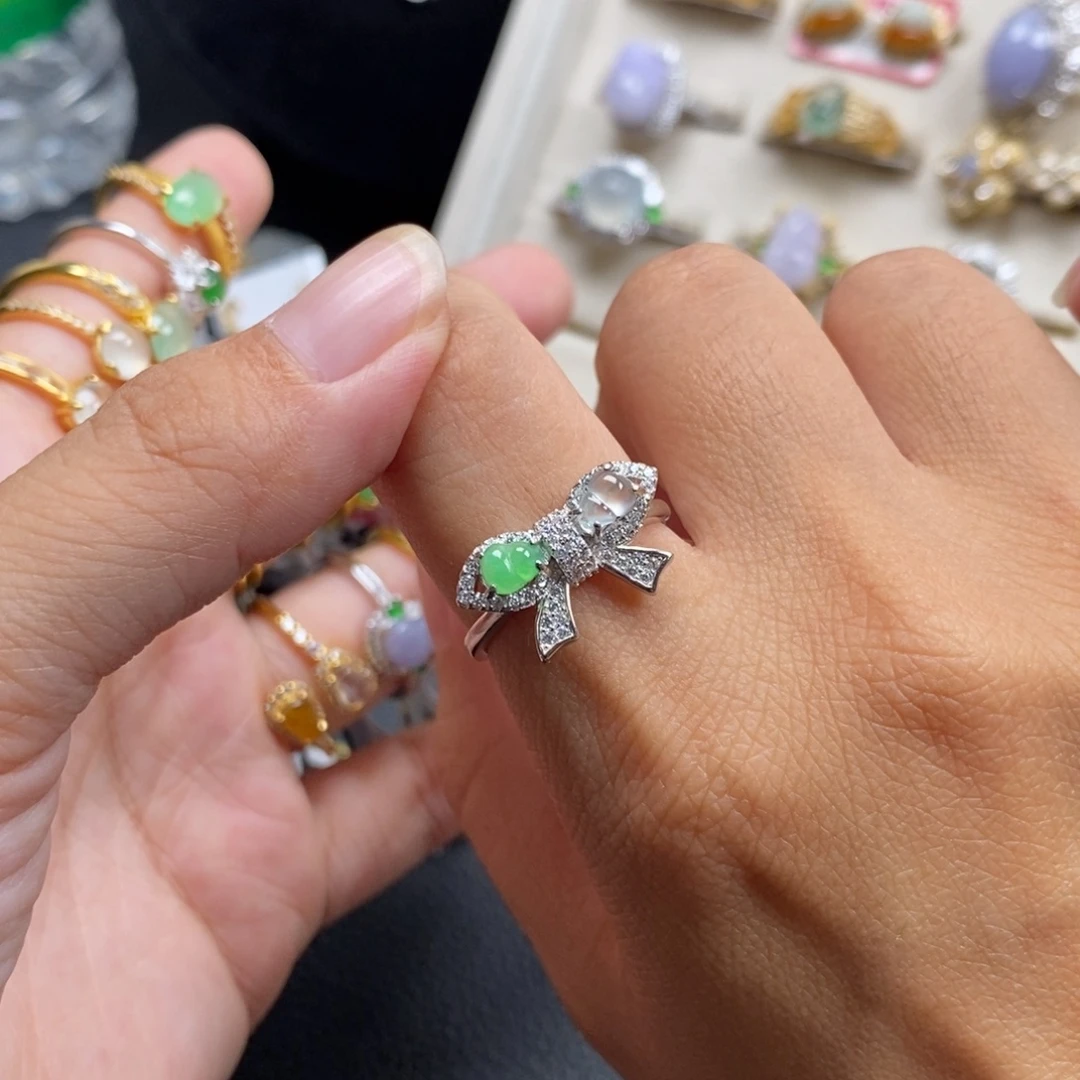 翡翠银S925镶嵌戒指