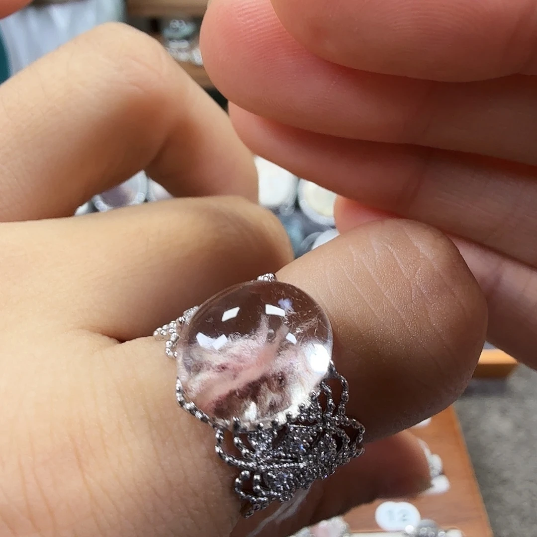 散***人银S925镶嵌戒指水晶