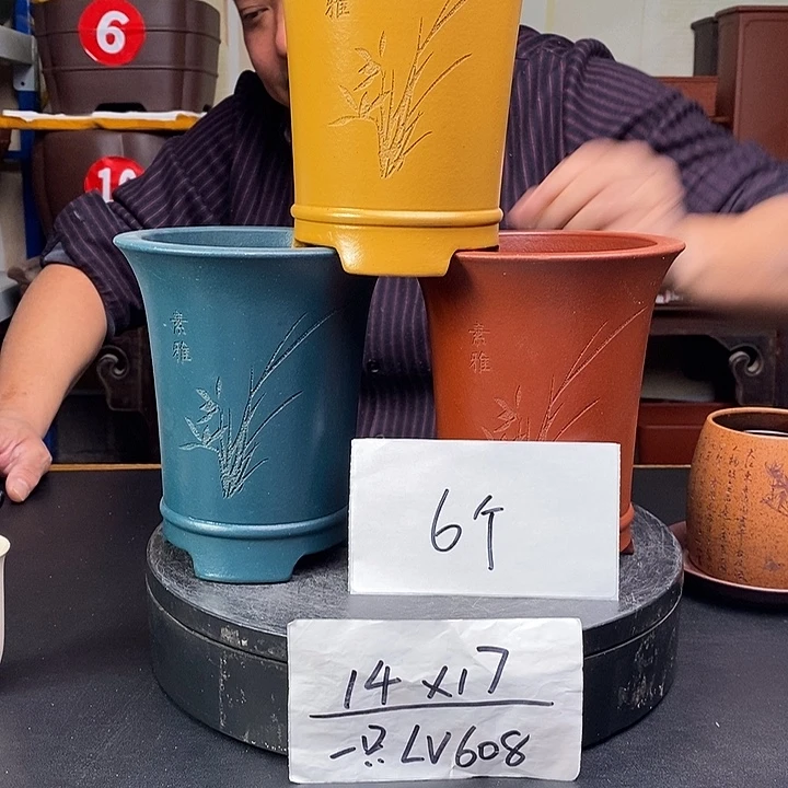 紫砂花盆货号一只六个