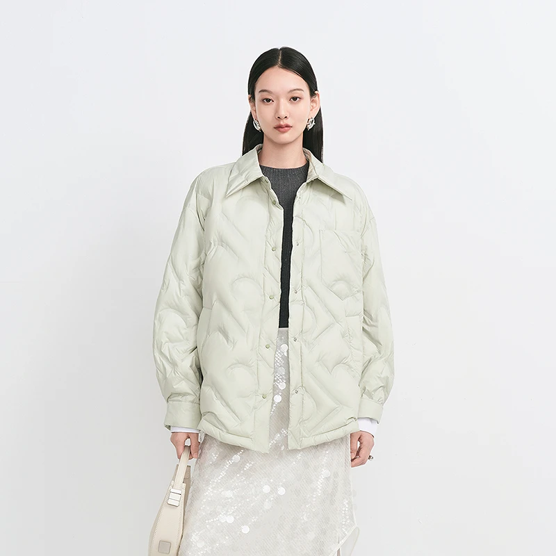 【商场同款】HPLY荷比俪冬季新款女压纹衬衫羽绒服HYE42560348