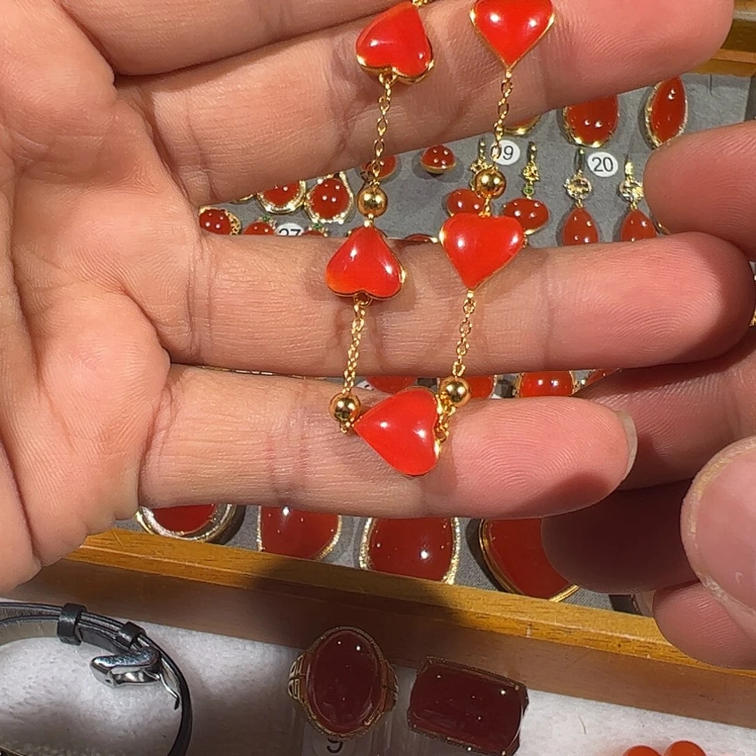 南红玛瑙银S925镶嵌颈饰