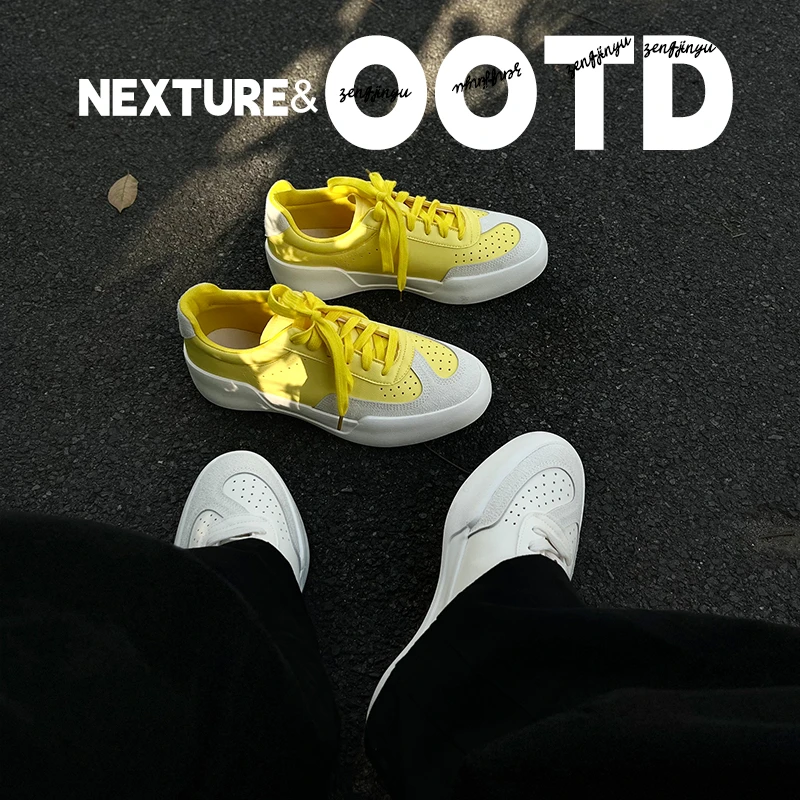NEXTURE 新款透气厚底增高小众板鞋男士百搭品质美式运动休闲鞋潮