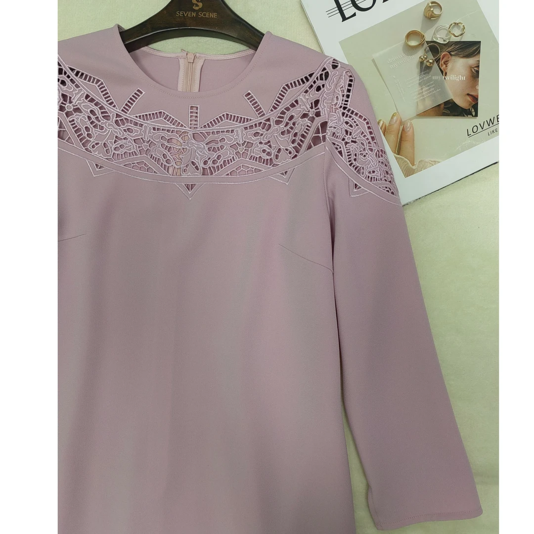 【七景超级太太】早春新款粉色时尚女士气质优雅连衣裙SL25016