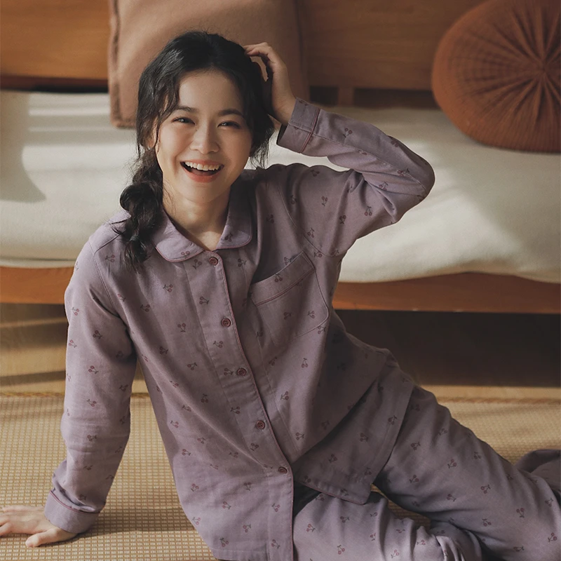 莫里伊【碎花小樱桃】时尚小众设计潮牌休闲可外穿纯棉睡衣家居服