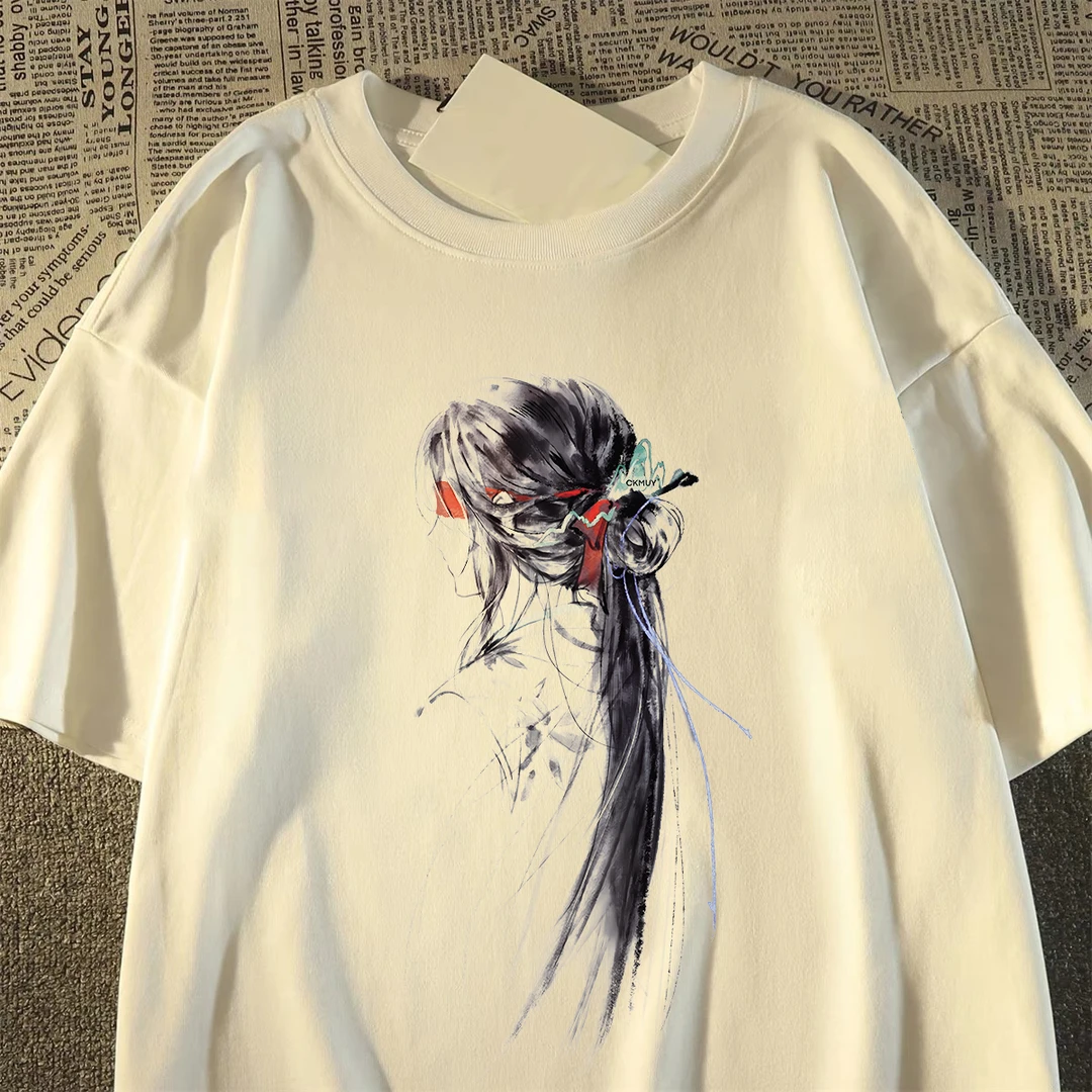 100%重磅纯棉短袖T恤男女同款夏季中国风艺术人物宽松男装半袖ZN1