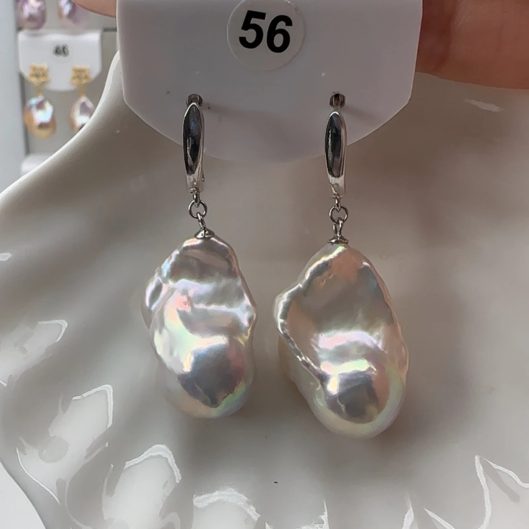 淡水珍珠耳饰银S925镶嵌