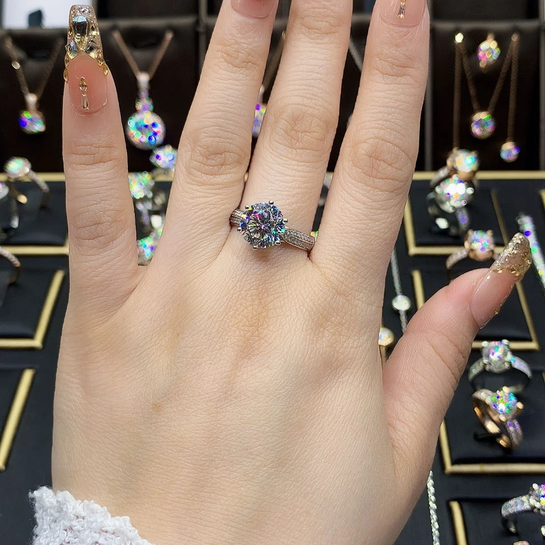 合成碳硅石戒指/指环18K金镶嵌?**]