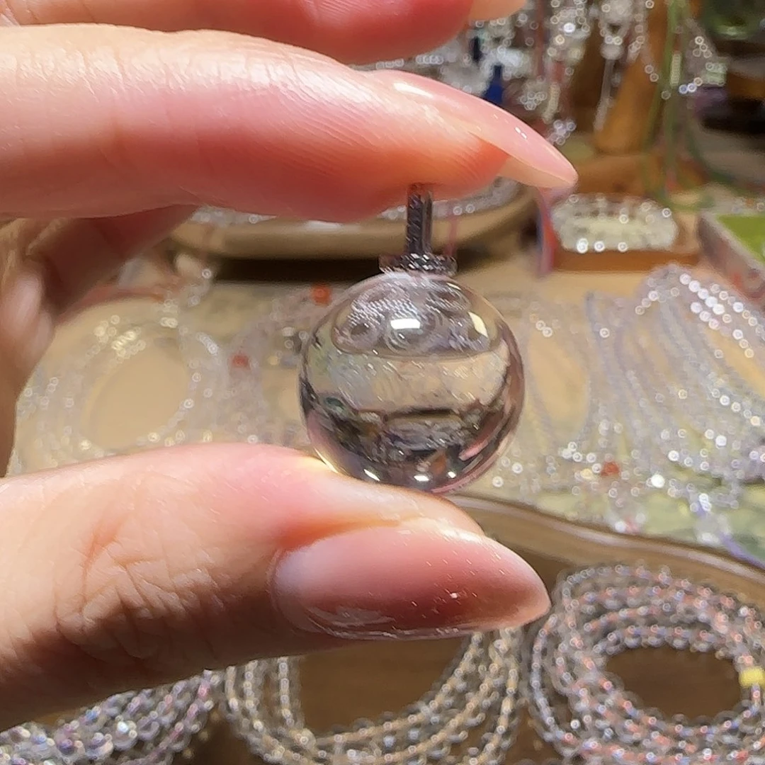 霞***月水晶手链未镶嵌天然白水晶全净体单珠吊坠
