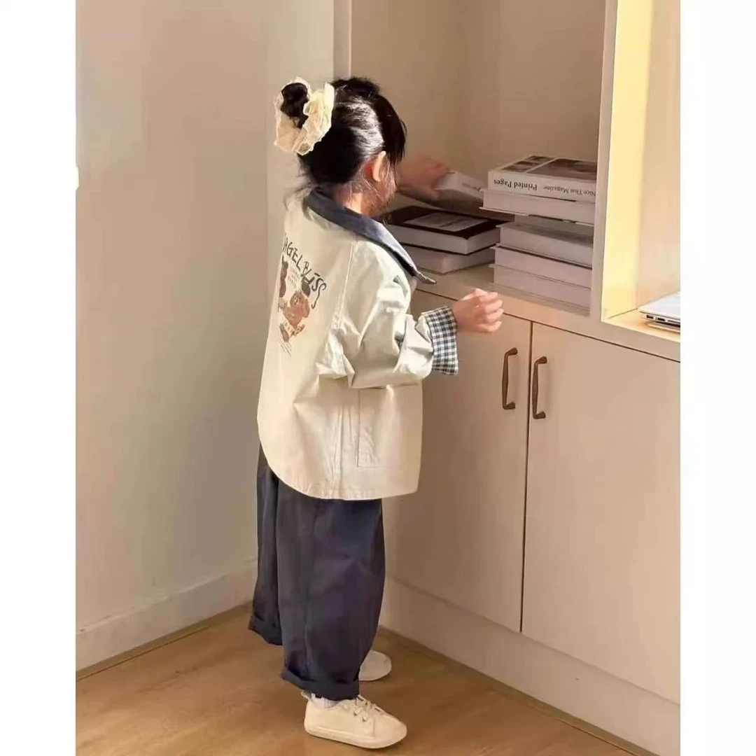 女童秋季外套2025新款儿童洋气韩版两面穿夹克女孩巨好看百搭上衣