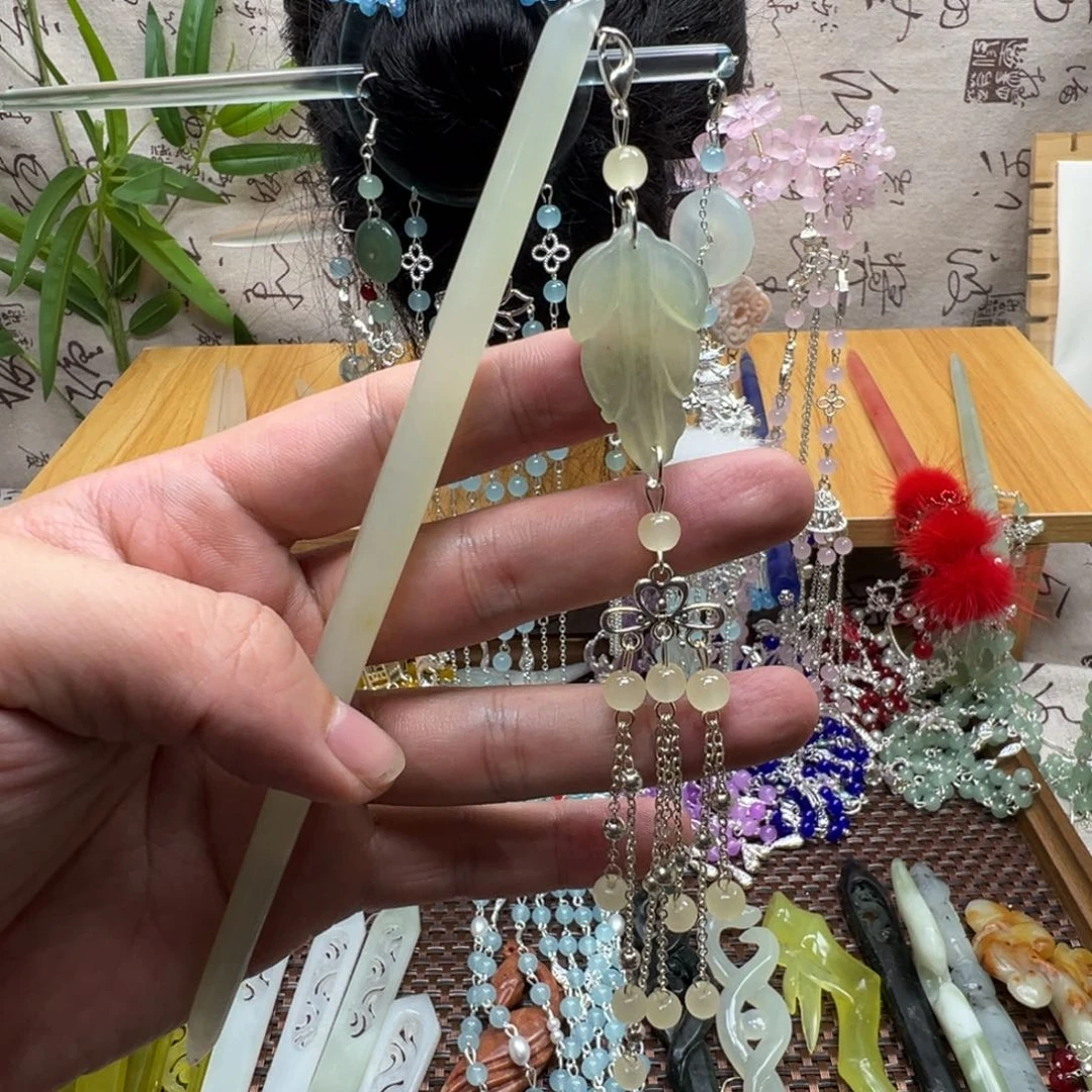 蛇纹石玉合金发饰