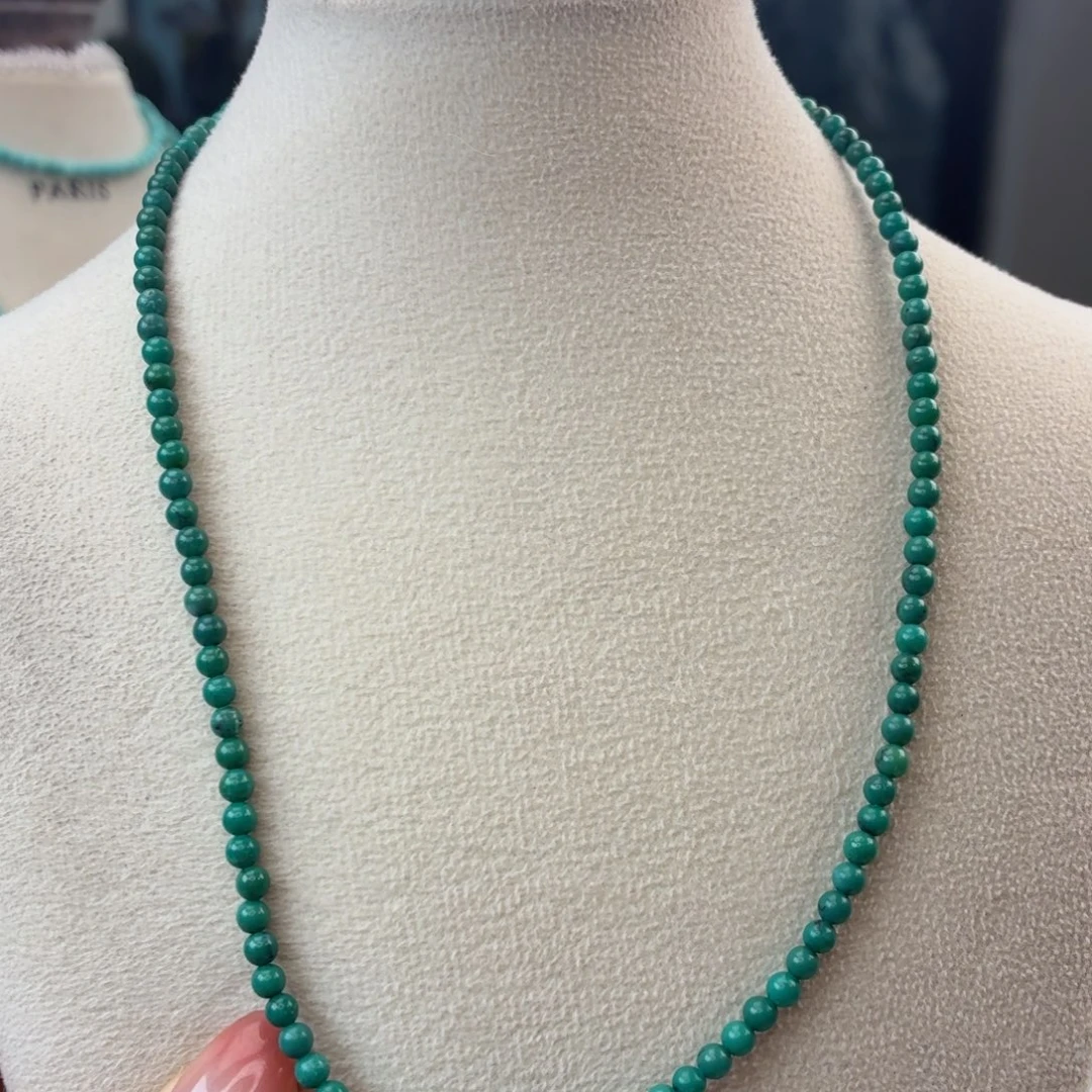 绿松石银S925镀金镶嵌颈饰