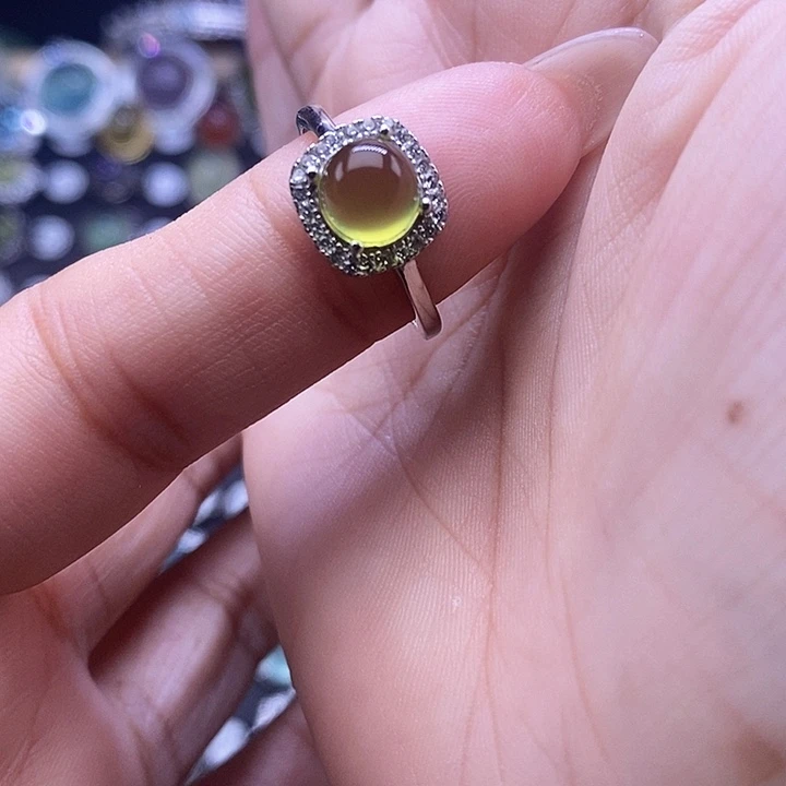 岫玉银S925镶嵌戒指