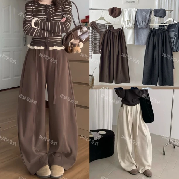 ‘独家原版’高奢棉秋冬适配 超遮跨显瘦弯刀阔腿裤百搭休闲懒人裤