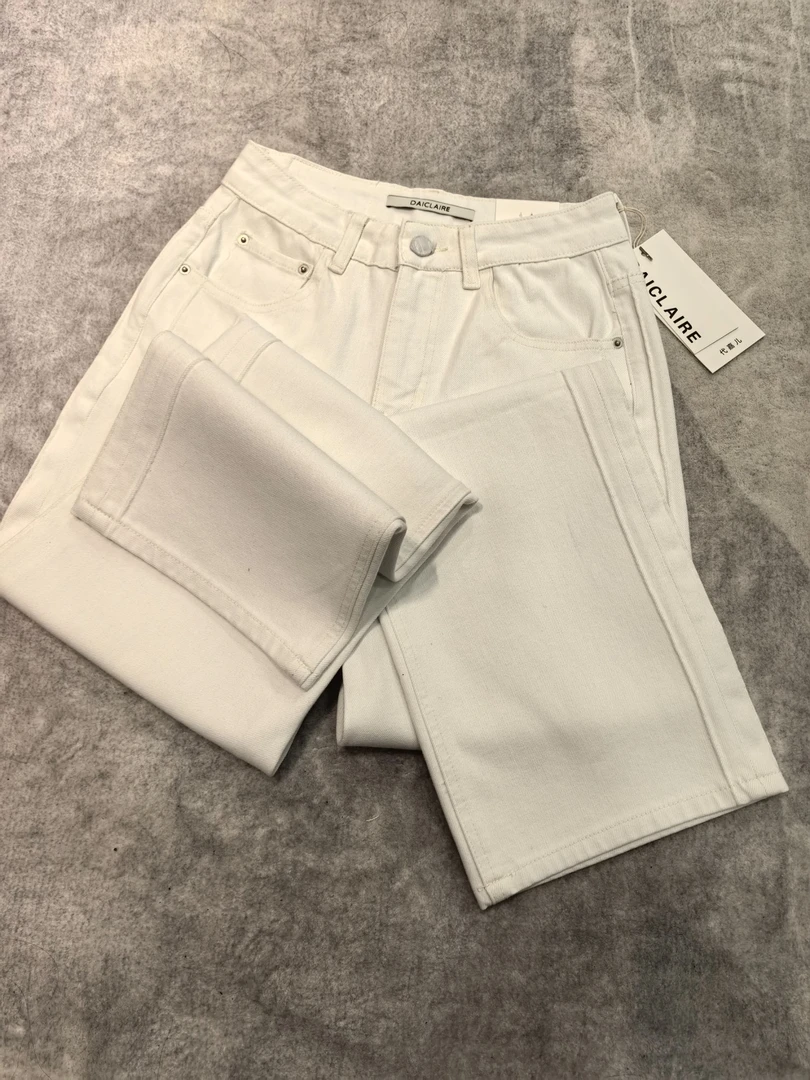 SU【220B】代96 愫燕 MWMA百搭裤王四面弹奶白窄版直筒牛仔裤~