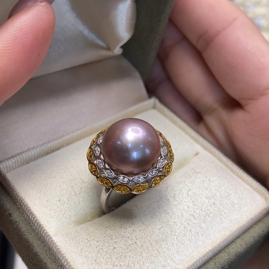 淡水珍珠戒指银S925镶嵌史****琴微瑕