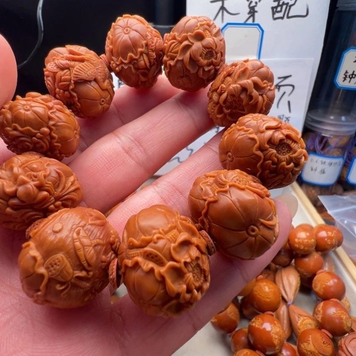 橄榄核手串/手链2.4纯手工花开富贵