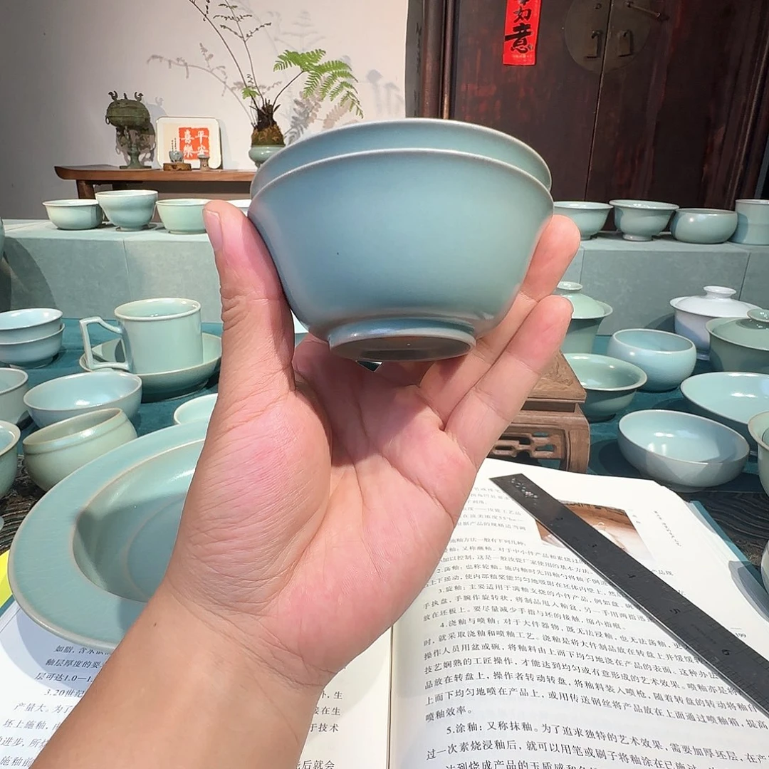 啊***么摆件原矿若深杯仿古釉薄胎