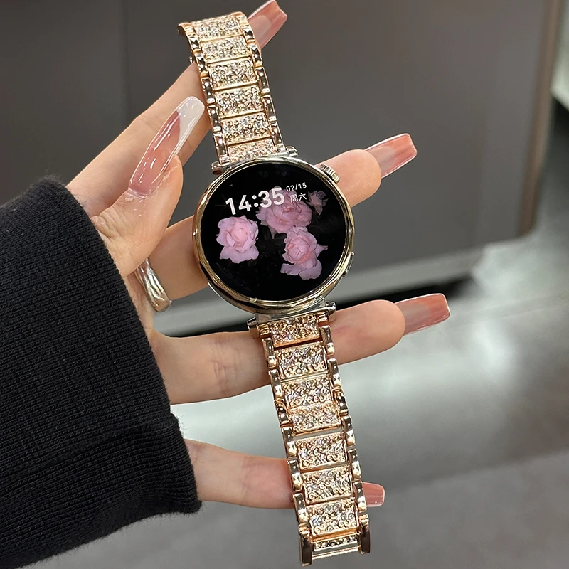 适用华为gt6手表表带gt5满钻GT4pro金属女士智能watch5/4时尚腕带