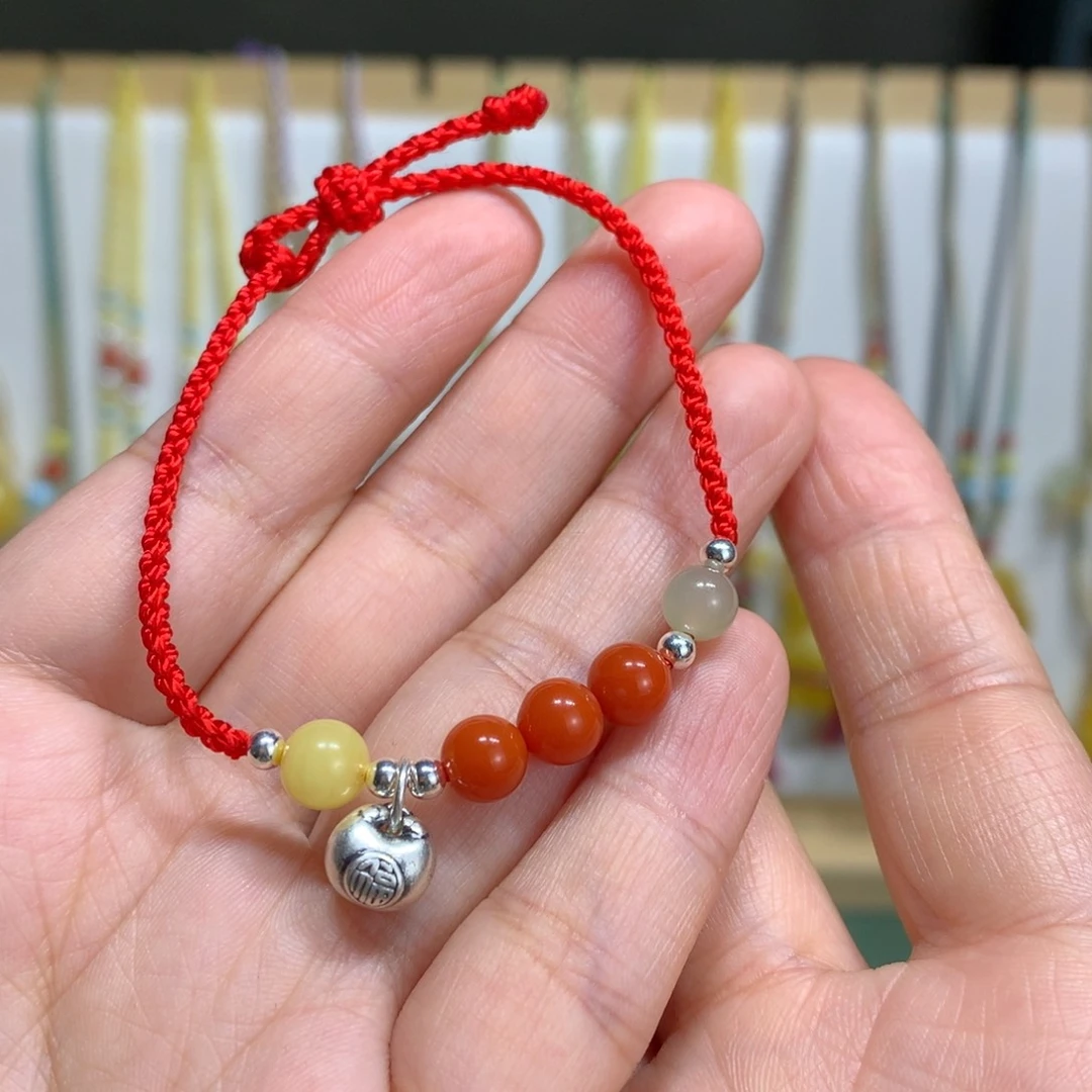 南红玛瑙手链足银镶嵌特价